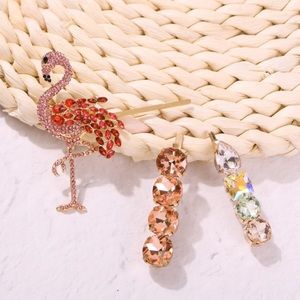 Pink Flamingo and Rhinestone Hair Clips🦩🏝🦩